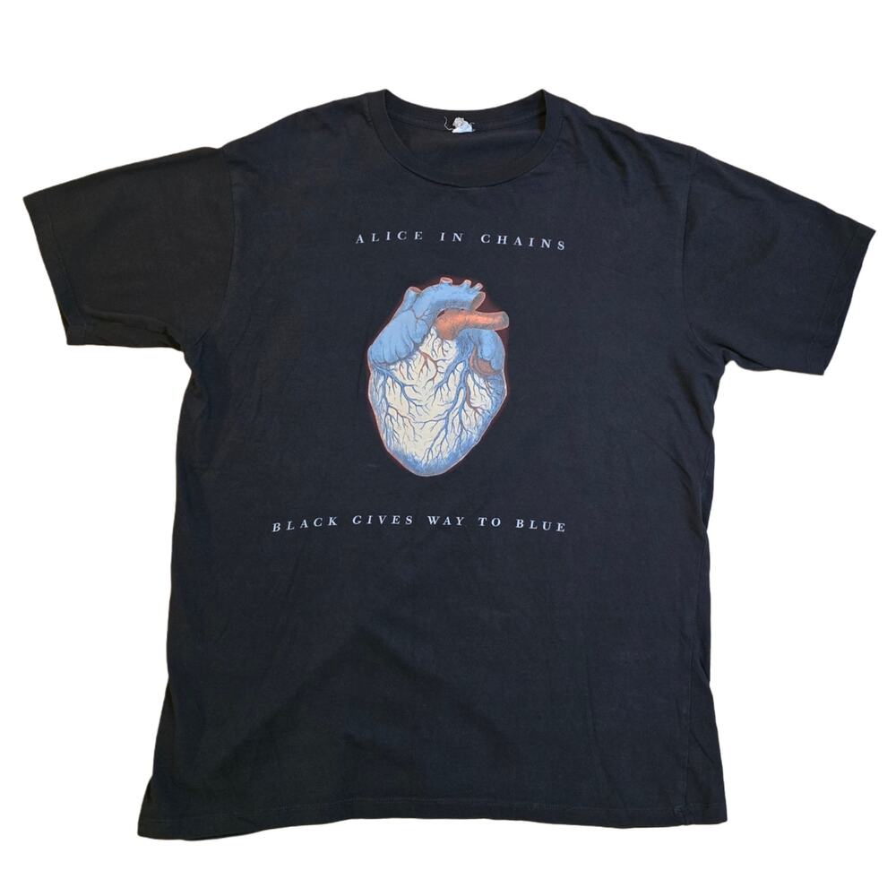 AiC Tshirt  XL Black Graphic Print Cotton Alice Chains Black Gives Way Blue 2010 - Picture 8 of 10